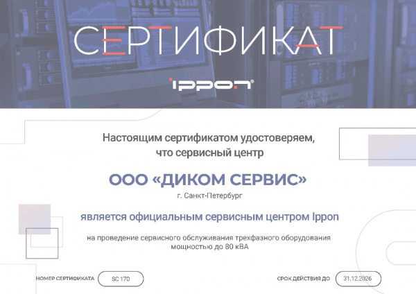 Сертификат Ippon 2025 — ДИКОМ сервис
