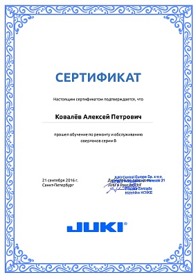 Сертификат Сертификат 2016 — Швеймастер