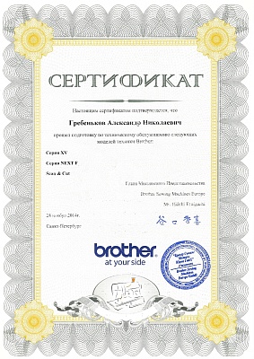 Сертификат Brother 2014 — Швеймастер